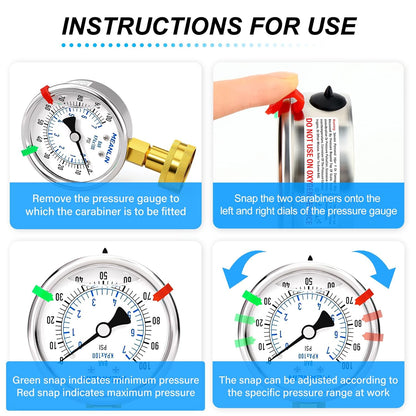 MEANLIN MEASURE 0~100Psi Stainless Steel Frame 3/4" Female 2.5" FACE DIAL Liquid Filled Pressure Gauge WOG Water Oil Air Water Pressure Test Table with Sealing Ring (with 2PCS Snaps)