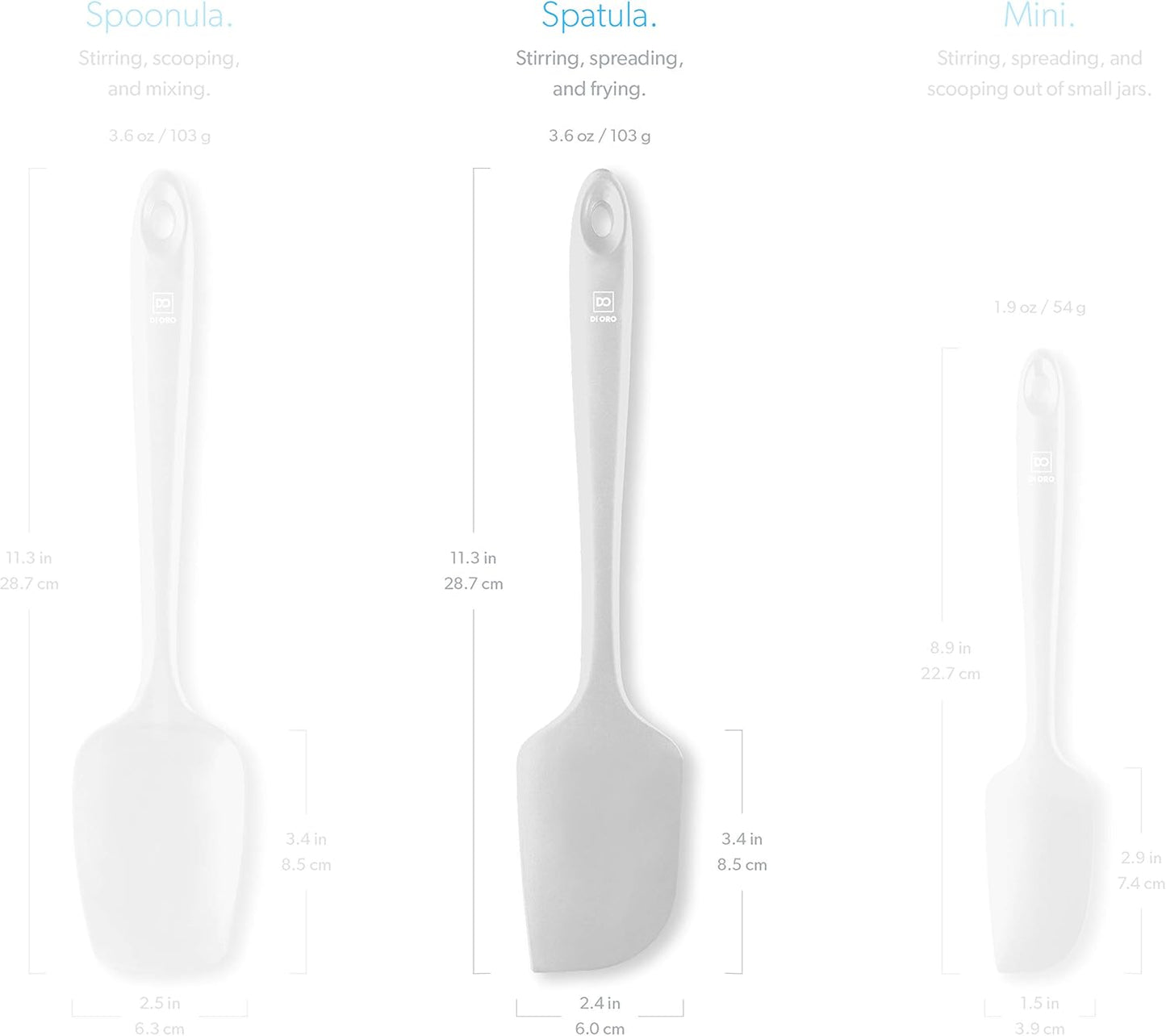 DI ORO Silicone Spatula - 600°F Heat-Resistant Rubber Kitchen Spatula for Baking, Scraping, & Mixing - BPA Free Nonstick Cookware Safe Flexible Utensil for Cooking - Seamless & Dishwasher Safe (Stone)