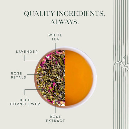 Luxmi Estates Lavender Valley Organic Lavender Tea (50 Tea Bags) Low Caffeine Tea Bags For Sleep, Relaxing, Calming, and Stress Relief, With Certified Organic Darjeeling Makaibari White Tea