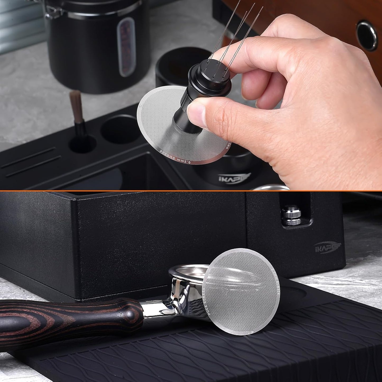 IKAPE 53.3mm Espresso Puck Screen, 0.2mm Thickness, Reusable Metal Ultra-thin & Ultra-light Coffee Filters, Food-grade 316 Stainless Steel Coffee Puck Screen for Espresso Baristas