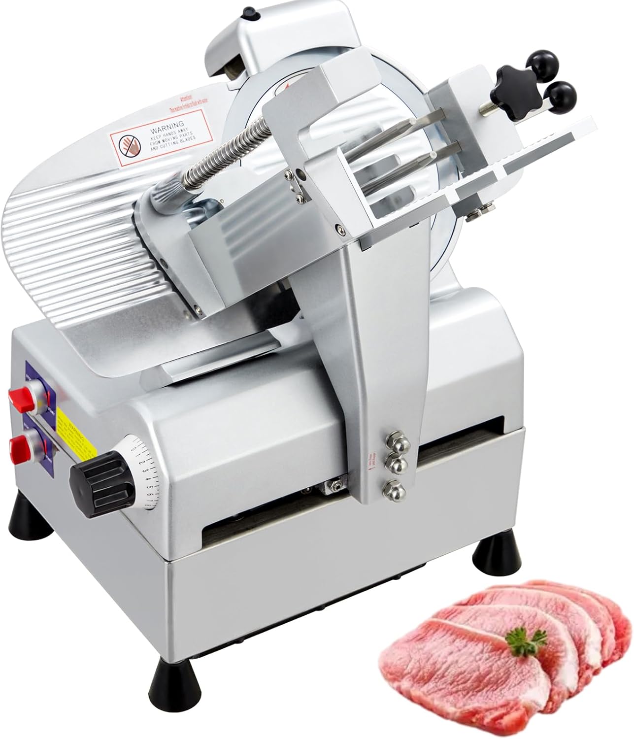 Commercial Dual Motor Meat Slicer 180W+370W | 12" Carbon Steel Blade, 0-7mm Adjustable - For Deli, Restaurant & Home Use
