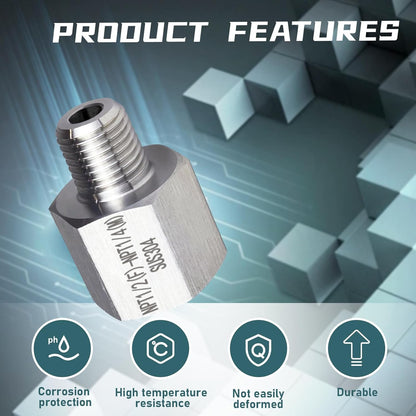2 pieces，Npt1/2 Female to Npt1/4 Male Thread Adapter, Water line adapter，Fabricate of 304 Stainless Steel