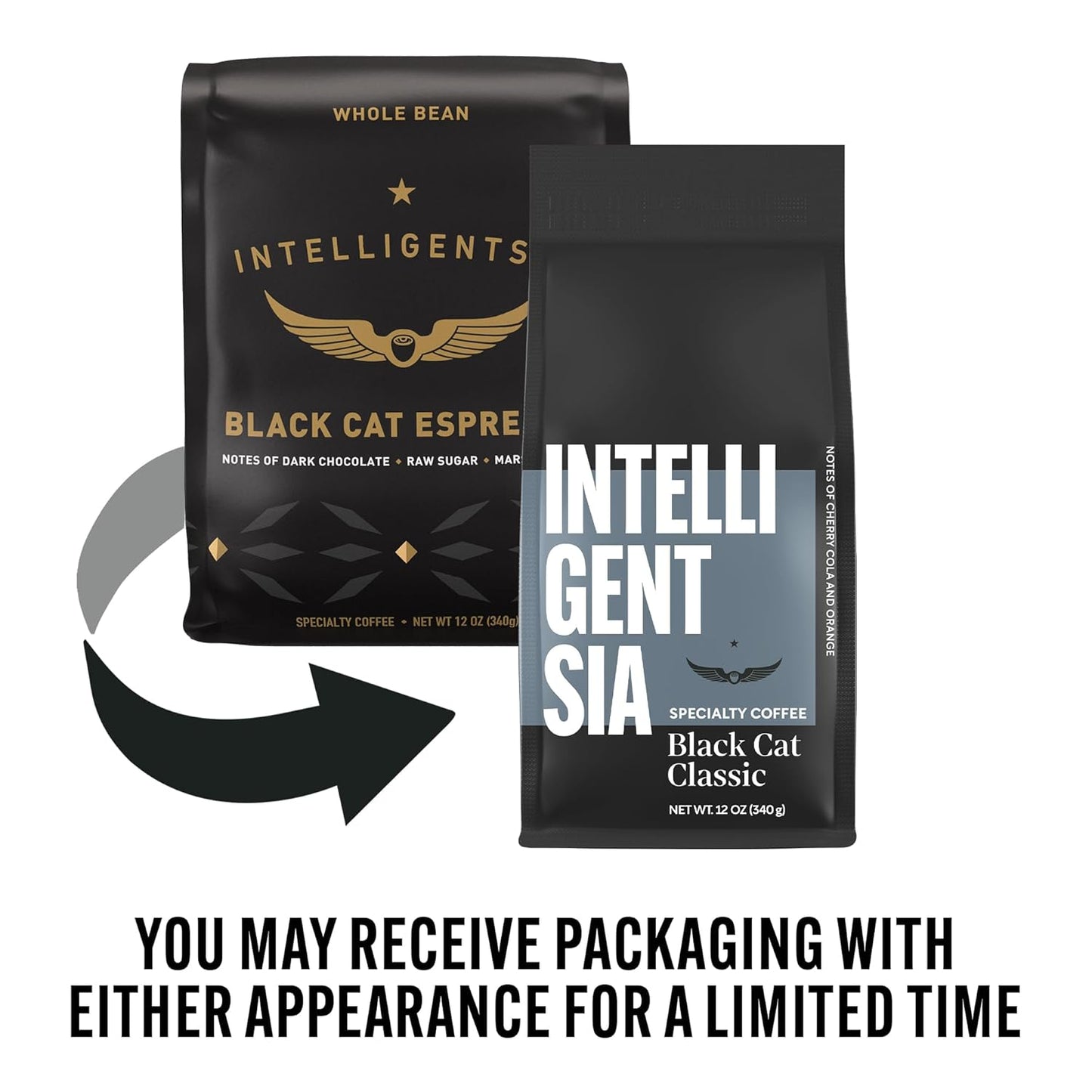 Intelligentsia Coffee, Light Roast Whole Bean Coffee - Black Cat Classic Espresso 36 Ounces (3 Bags of 12 Ounces)