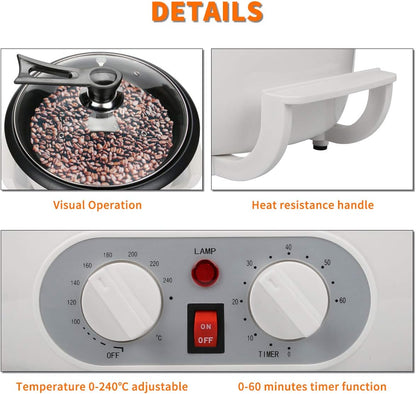 Coffee Bean Roaster Machine for Home Use, Coffee Roaster Machine with Timing, 110V 1200W