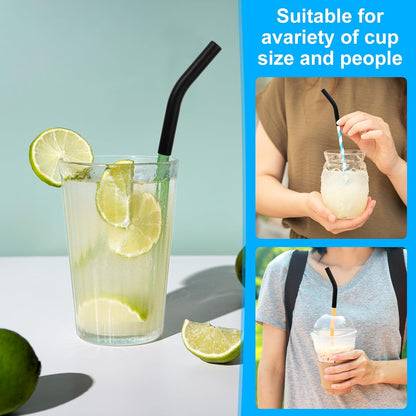 5 Pcs Silicone Straw Tips, Reusable Black Silicone Straw Cover Food Grade Rubber Flex Elbow Straws Covers for Stainless Steel Metal Straws 0.31inch Wide (8mm Outdiameter)