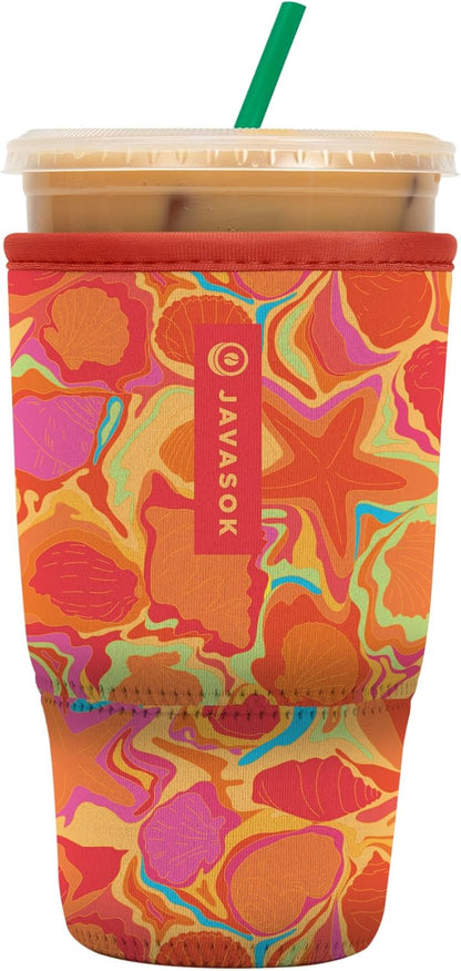 Sok It JavaSok Iced Coffee & Cold Soda Insulated Neoprene Cup Sleeve (Seaside Escape, Large: 30-32oz)