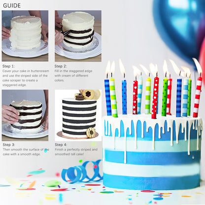 JOERSH 4pcs Acrylic Cake Scrapers Clear Combs Icing Frosting Buttercream Edge Smoother for Mousse Butter Cream Decoration