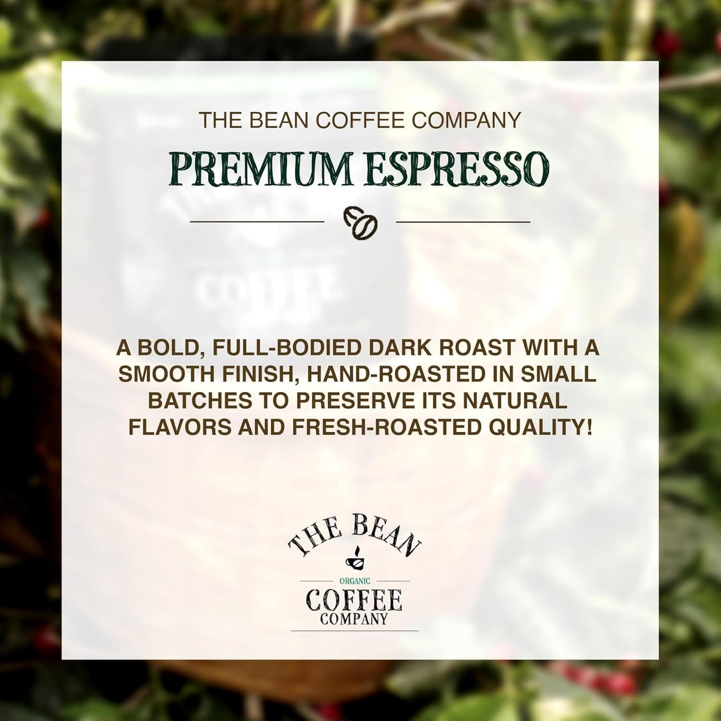 The Bean Organic Coffee Company Premium Espresso, Dark Roast, Whole Bean Coffee, 5-Pound Bag