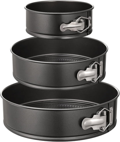 Hiware Springform Pan Set of 3 Non-stick Leakproof Round Cake Pan Set Includes 3 Pieces 6" 8" 10"