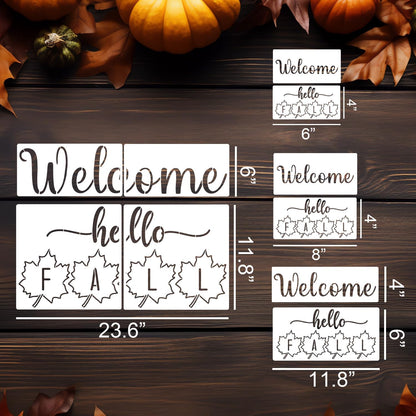 Fall Stencils Hello Fall Doormat Stencils for Painting on Wood Door Mats Fabrics Porch Hanger