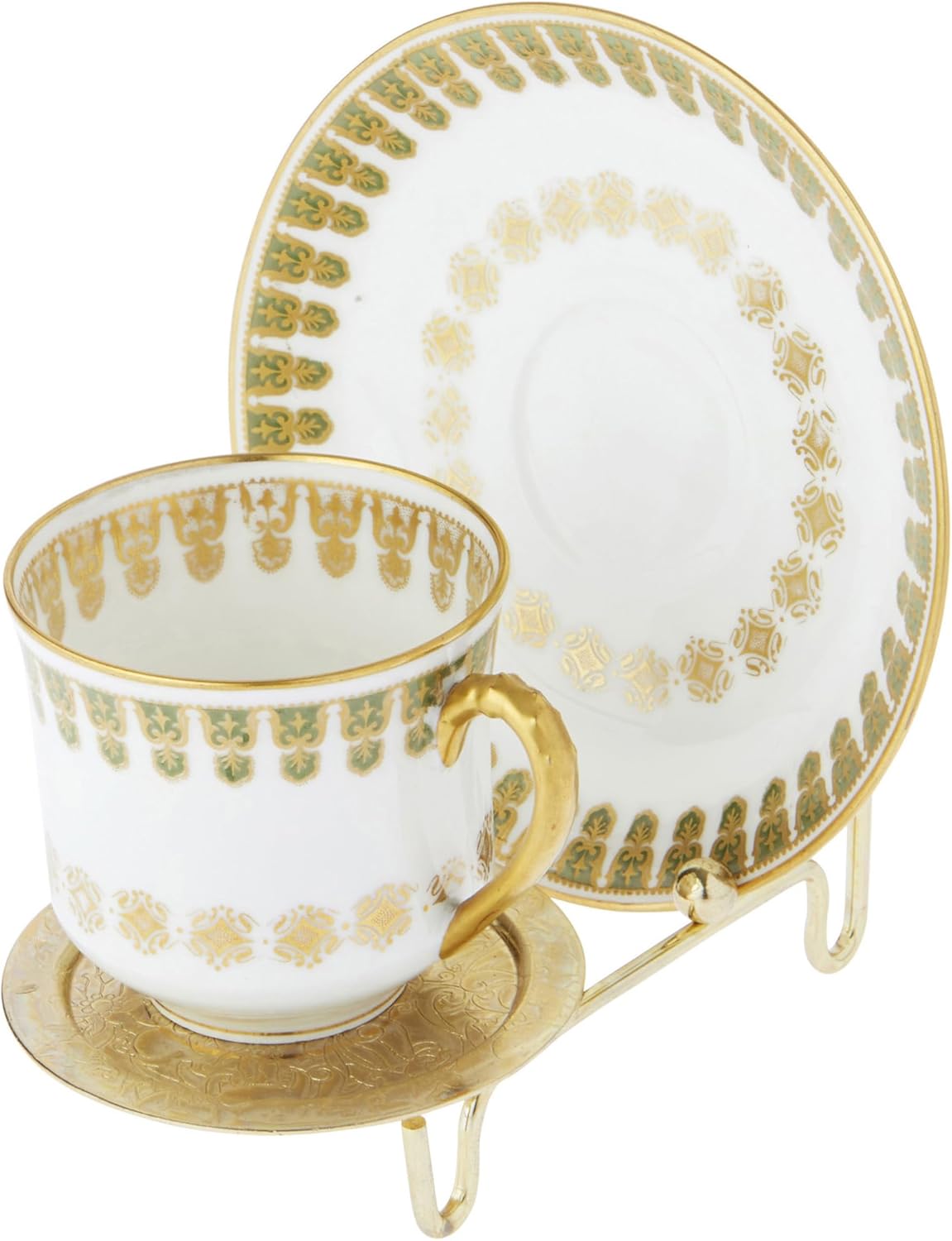 Bard's Ornate Shiny Gold-toned Cup and Saucer Stand, 3" H x 2.75" W x 4" D, Pack of 6
