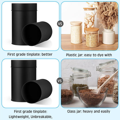 Zopeal 6 Pack Metal Tea Tin Canister with Airtight Double Lids 16 oz Round Tin Can with Lid Double Sealed Small Kitchen Container for Loose Tea Storage Coffee Sugar Candy Herbs and Spices