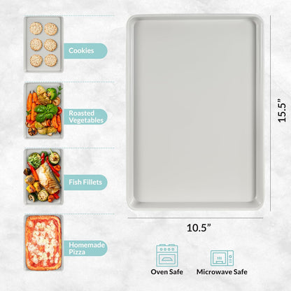 Boxiki Kitchen Nonstick Ceramic Baking Sheet/Cookie Sheet - Set of 2, Durable and Easy to Clean Baking Pans for Kitchen - Dishwasher and Freezer Safe, PFAS-Free (Half Sheet Pan)