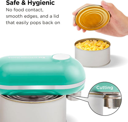 Kitchen Mama Mini Plus Rechargeable Electric Can Opener: USB-C Charging, Hands-Free, Auto Stop, Compact, Cordless, Smooth Edge - Perfect for Seniors with Arthritis, Home, and Travel (Teal)
