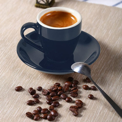 Porcelain Espresso Cup with Saucer, Espresso shot Cup, 80ml/2.7Oz, Deep Blue