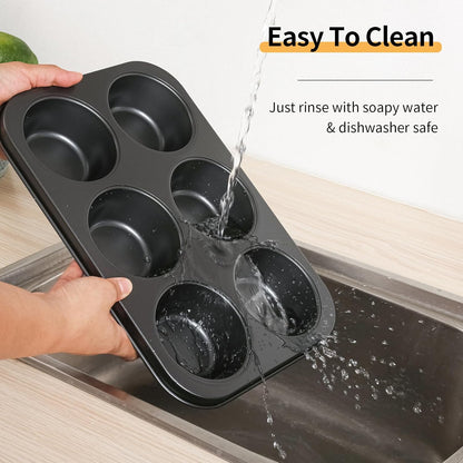 Jumbo Muffin Pan 6-Cups Cupcake Pan, Premium Large Muffin Tin for Baking, Non-Stick and Thickened Carbon Steel Jumbo Cupcake