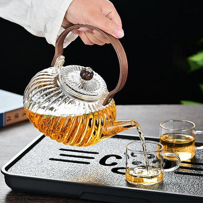 Glass Teapot with Infuser Clear Glass Tea Kettle 30 oz Tea Pot for Stove Top, Loose Tea, Tea Maker Gift