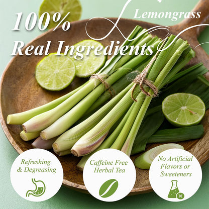 WT WEETEE Lemongrass Tea Bags, 100 Count Pure Lemon Grass Leaves Tea Bags, Natural Caffeine Free Herbal Tea