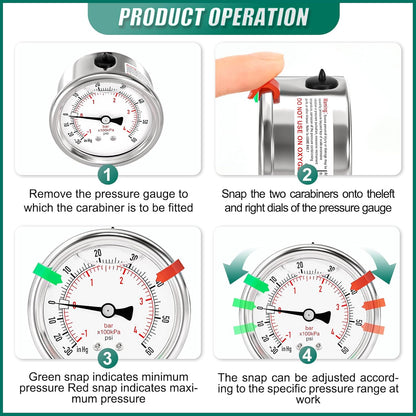 -30inHG-60PSI Stainless Steel Liquid Filled Pressure Gauge, 2.5" Dial Size, 1/8" NPT Back Mount, for Tube, Water Pump, Gas, Liquid, Pressure Test (with Range Mark Pointer)