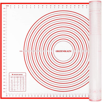 GREENRAIN Extra Large Silicone Pastry Mat Non Stick Baking Mat with Measurement Fondant Mat, Counter Mat, Dough Rolling Mat, Oven Liner, Pie Crust Mat (XXL-24''(W)*32''(L))