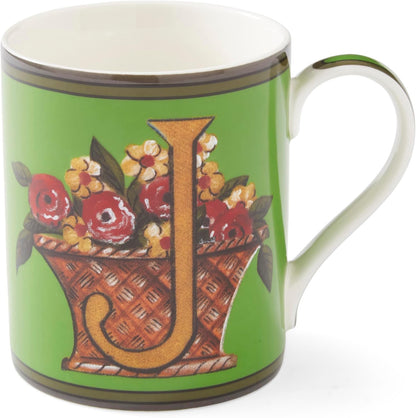 Spode Kit Kemp Alphabet Mug - Letter J Monogram in Fine China, 12oz Ceramic Coffee Cup for Hot Drinks, Personalized Drinkware for Unique Gifts, Dishwasher Safe Tea or Coffee Mug - Gift Box Included