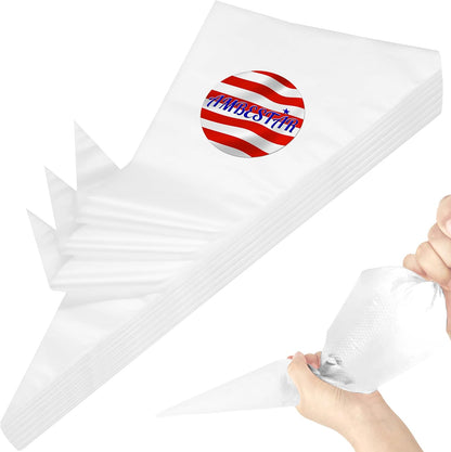 19-Inch Icing Bags Heavy Duty, AMBESTAR 200 Pieces Thick Anti-Burst Disposable Decorating Bags for all Size Tips Couplers and Baking Cookies Candy Supplies Kits, Large Cake Decorating Tools