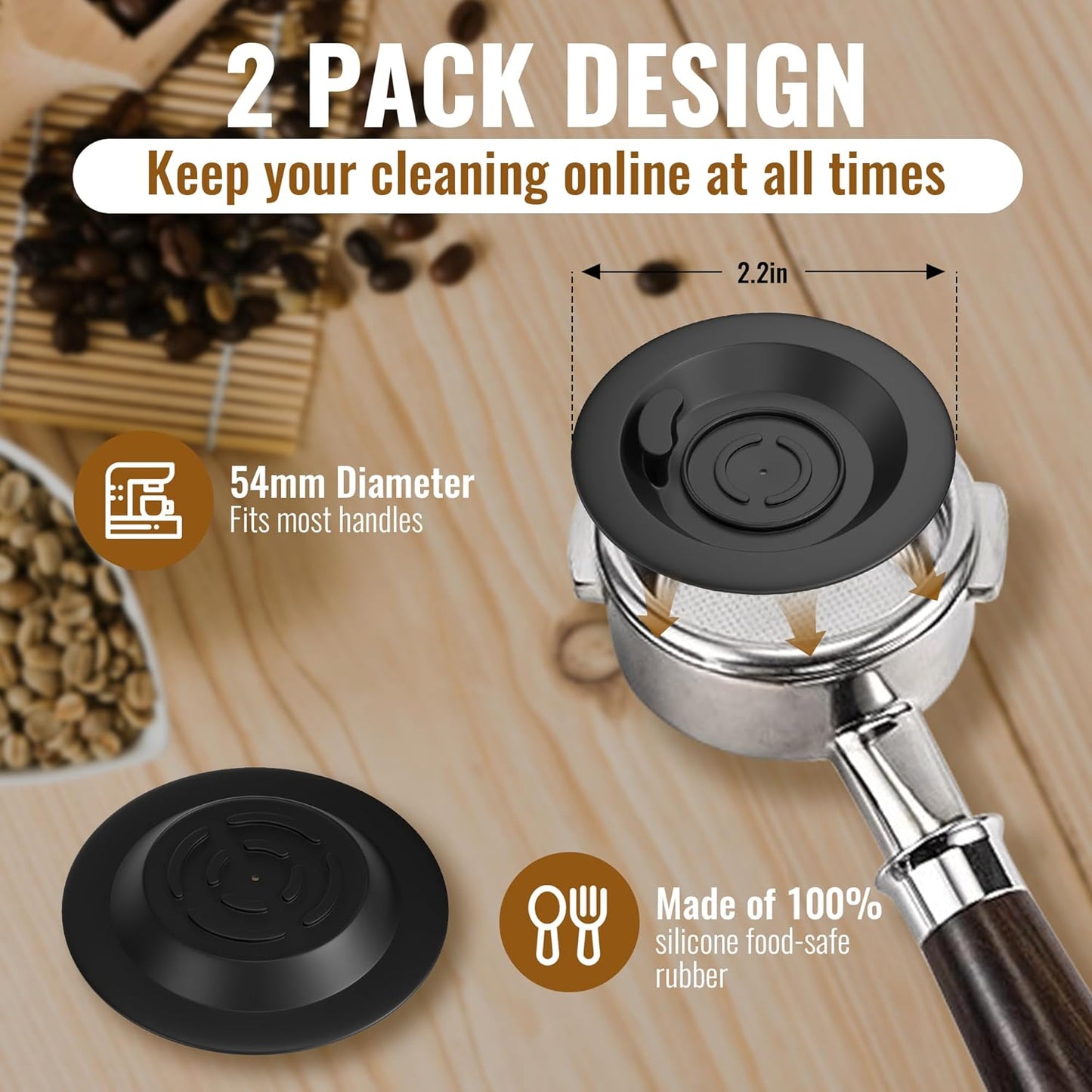 BOGDA Espresso Backflush Cleaning Disc 54mm, 2 Pack Fit For Bre-Ville Cleaning Disc And Bre-Ville Part BES870XL/11.2 Rubber Disks, BES870XL/ BES878BSS/ BES880 etc