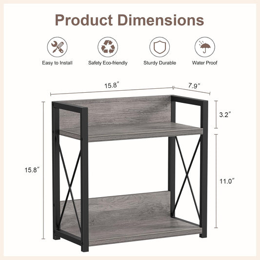 Giikin Coffee Bar Accessories, 2 Tier Spice Rack for Counter, Gray Kitchen Countertop Organizer (Grey, L)