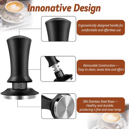 Yeelan Espresso Tamper 51mm with WDT Tool,Calibrated Spring Loaded Coffee Tamper with Silicone Mat,100% Flat Stainless Steel Base Espresso Tools - Tamper for Espresso Machine,Espresso Accessories
