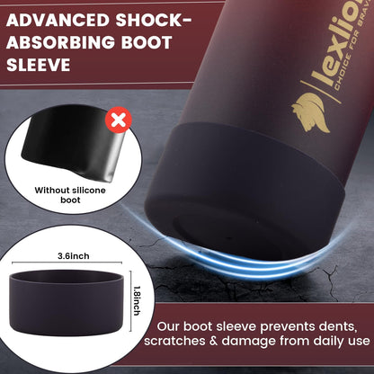 Lexlion 32 Oz Triple Walled Insulated Stainless Steel Fruit Infuser Water Bottle, 100% Leakproof, 3 Lids, Infuser, Silicone Sleeve, Metal Mug Gallon