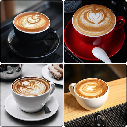 4 Pcs Milk Frothing Pitcher Espresso Steaming Pitchers 12 Oz Stainless Steel Milk Steamer Cup Frother Jug for Espresso, Latte Art, Chai Cappuccino Hot Chocolate