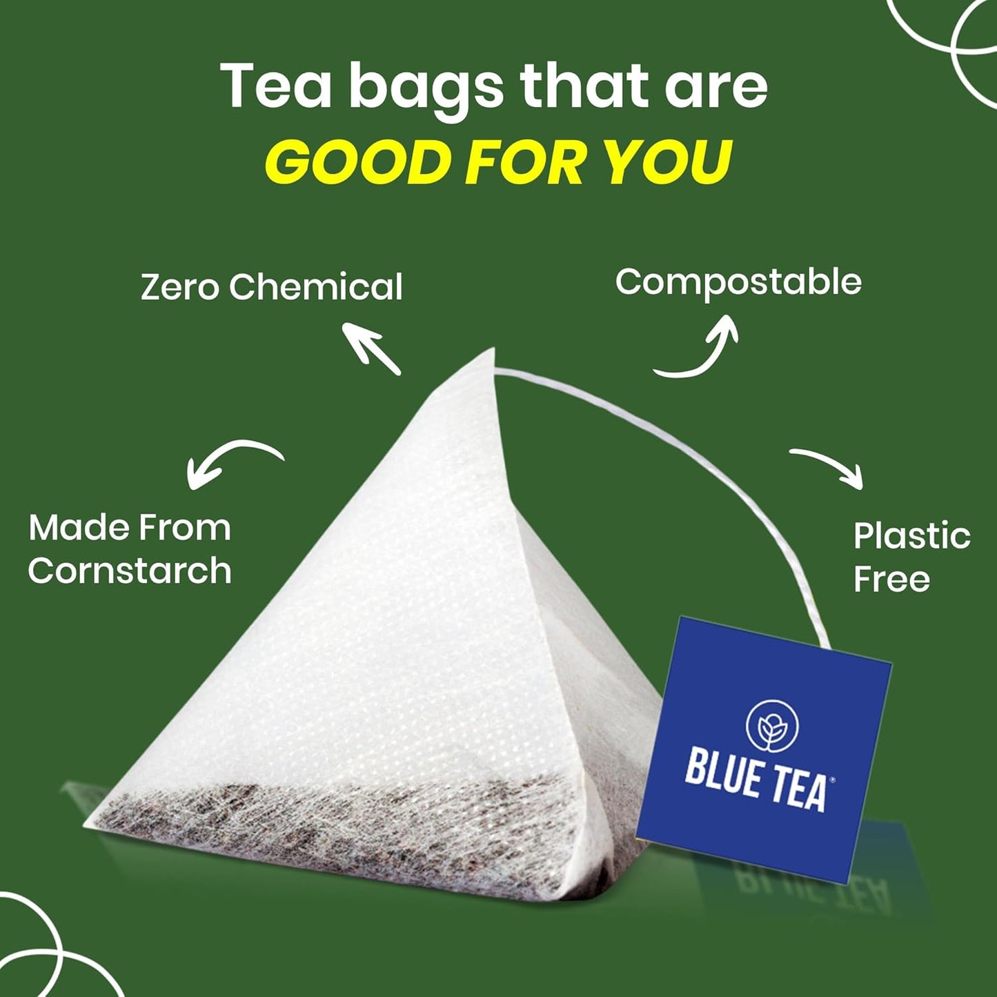 BLUE TEA - Lemon Balm Tea - 10 Count - Plant Based Tea Bag | RELIEVES STRESS - IMPROVES DIGESTION | Reduces Bloating | Refreshing Citrus Flavour - Leaf Based - Caffeine Free | Ziplock Pouch
