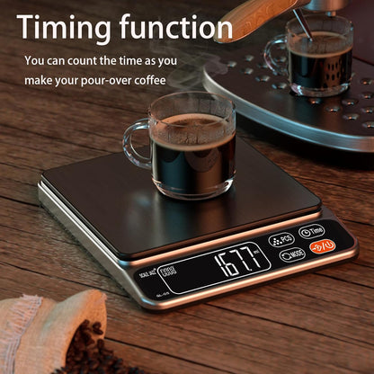 Food Scale,5kg/11lb Digital Kitchen Baking Scale Grams and Ounces for Cooking Coffee Meal prep Packages Weight Loss,0.1g high Precision,7Units with Timer, Easy Clean Stainless Steel
