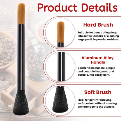 Giantree Dual Head Coffee Brush, Coffee Grinder Brush, Dusting Espresso Brush Coffee Grinder Cleaner, Barista Tools for Coffee Machine Toaster Cleaning(Black)
