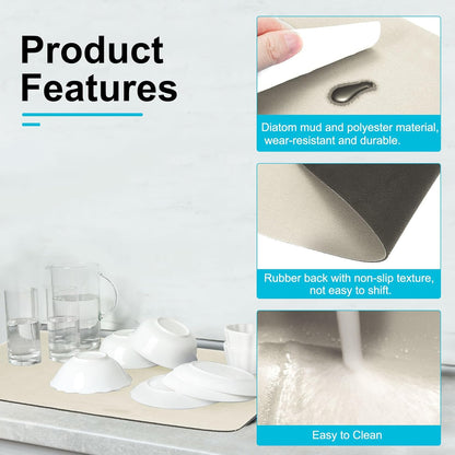 uxcell Silicone Mats for Kitchen Counter, 23.6" x 15.7" Non-Slip Countertop Protector Mat Heat Resistant Coffee Mat Waterproof Table Placemat, Beige