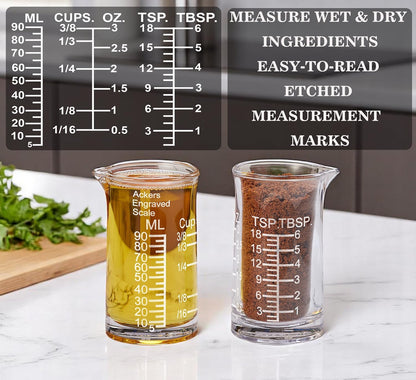 Ackers Shot Glass Etching Scale Measuring Cup 3 Ounce/90ML Liquid Heavy High Espresso Glass Cup