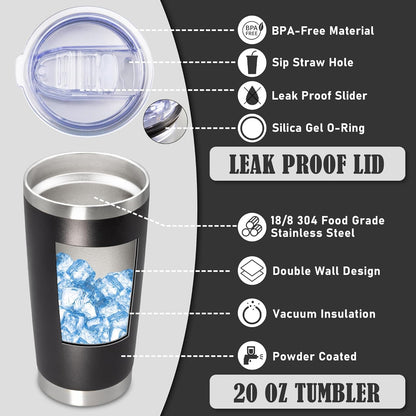 20 oz Tumbler Coffee Tavel Tumblers Bulk with Lid Stainless Steel Double Wall Vacuum Insulated Mug Powder Coated Cups fit Car Cupholder for Hot and Cold - Black, 4Pack