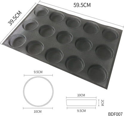 Bluedrop Silicone Hamburger Bread Forms Round Shape Bread Tray Silicone Perforated Silicone Bakery Molds Crusty Bread Bakeware