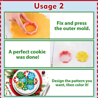 Leesgel Christmas Cookie Cutters, 3D Christmas Holiday Cookie Cutters Shapes with Santa/Xmas Tree/House/Deer, Christmas Party Decorations Ornaments