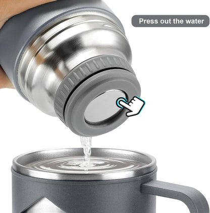 Stainless Steel Thermo 700ml/23.7oz Vacuum Insulated Bottle with Cup for Coffee Hot drink and Cold drink water flask.(Gray,Set)