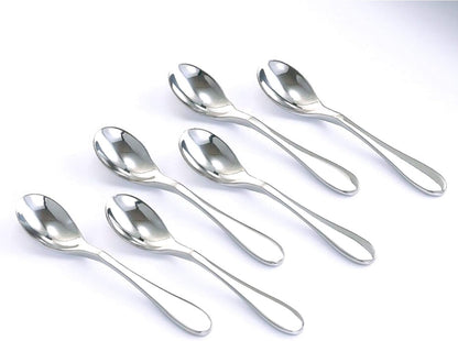 Knork Stainless Steel Demitasse Spoon (Set of 6), Shiny Gloss Silver, Tiny Coffee-Appetizer Specialty Spoons