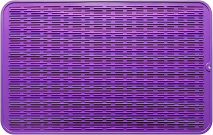 Silicone Dish Drying Mat for Multiple Usage,Easy clean,Eco-friendly,Heat-resistant Silicone Mat for Kitchen Counter or Sink,Refrigerator or Drawer Liner Purple 3XL 28 inches x 18 inches