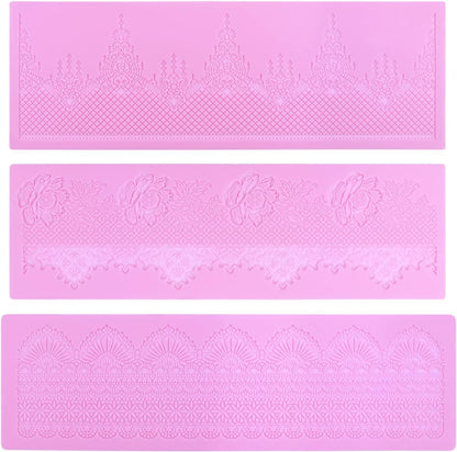 Embossing Lace Fondant Molds - Rose Flower Cake Lace Molds Set of 3