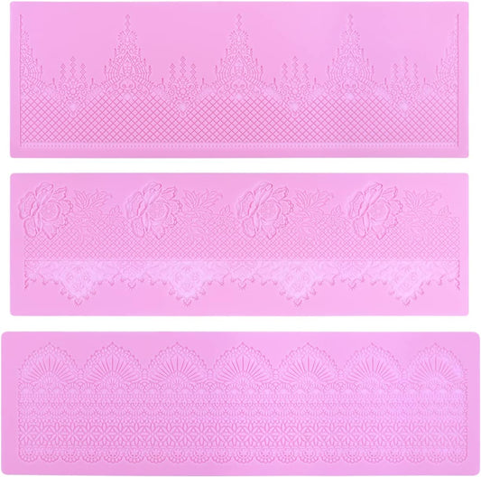 Embossing Lace Fondant Molds - Rose Flower Cake Lace Molds Set of 3