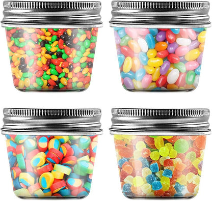 novelinks 4 Ounce Clear Plastic Jars Containers With Screw On Lids - Refillable Round Empty Plastic Slime Storage Containers for Kitchen & Household Storage - BPA Free (40 Pack)