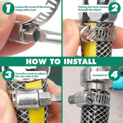 15PCS Hose Clamps Stainless Steel Adjustable 9/16"– 1-1/16"(14-27mm) Worm Gear Hose Clamp, Heavy Duty Metal Small Hose Clamps for Automotive, Pipe, Radiator Plumbing, Fuel Line