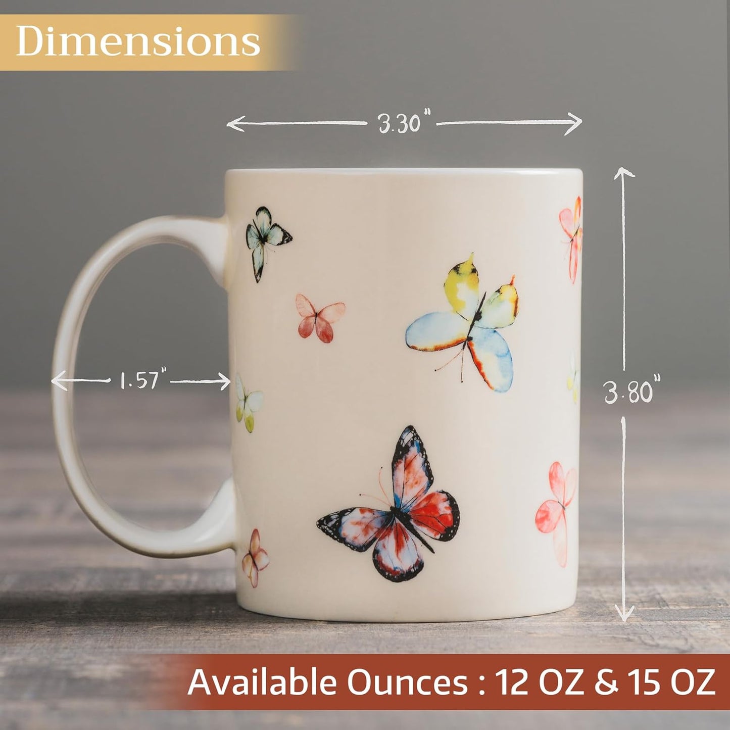 Maison d' Hermine Coffee Mug with Handles Fine Bone China Mugs Pack of Two Tea Cups for Hot Beverages Cappuccino Latte Home Restaurant Office Perfect for Gift (Botanical Fresh, 15 Ounce)