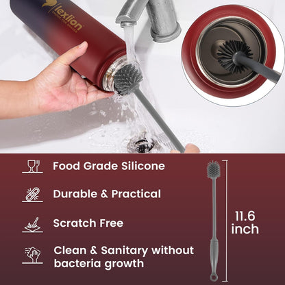 Lexlion 32 Oz Triple Walled Insulated Stainless Steel Fruit Infuser Water Bottle, 100% Leakproof, 3 Lids, Infuser, Silicone Sleeve, Metal Mug Gallon