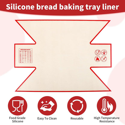 2Pcs Silicone Bread Loaf Pan Liners, Extra Thick Silicone Baking Mat for Dutch Oven, Non-Slip & Easy Clean Reusable Sourdough Bread Baking Supplie - For Bread, Cookies, Pastry (red)