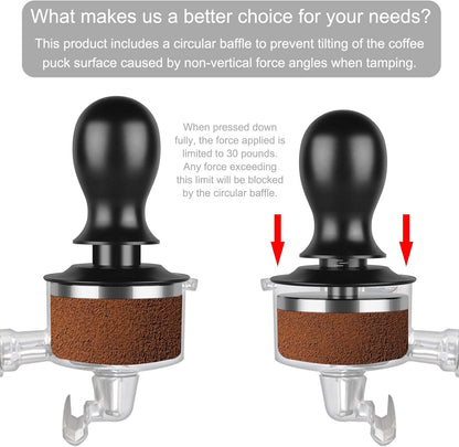 Calibrated Spring Loaded Coffee Tamper for Espresso Machine - Essential Espresso Tool for Perfect Tamping Results - Fits Portafilter Baskets(51mm, Black)